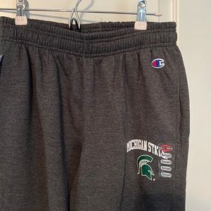 Champion Small Michigan State Joggers. Dark Gray with Spartan logo.